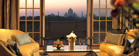 View of
		Taj Mahal from a room in Hotel Amarvillas For the business travelers Agra Hotels offer well-equipped business centresand meeting rooms.